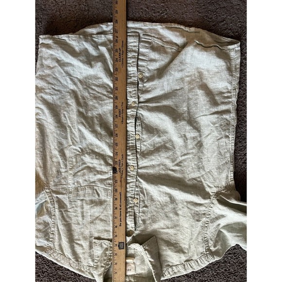 H&M Men's Long Sleeve Button Up Regular Fit Linen Blend Shirt Size L Green - Picture 6 of 6